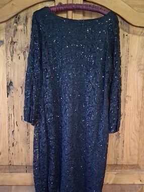 Tiana B. Black Sequin Lace Long Sleeve Dress